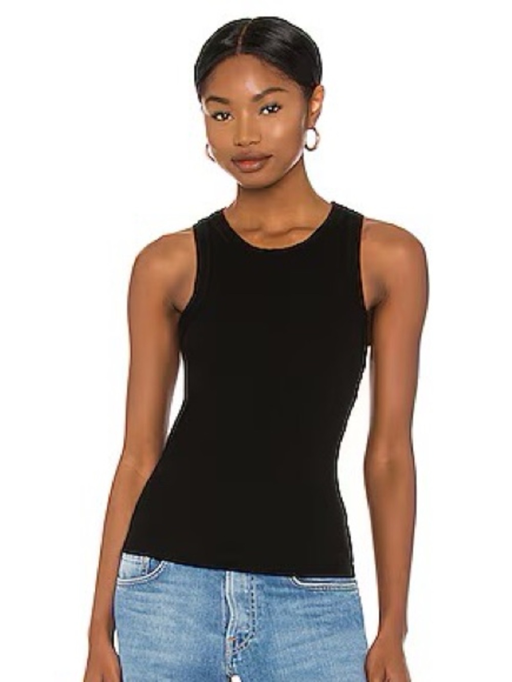 Revolve Lovers and Friends Jasmin Black Ribbed Tank Sz XS